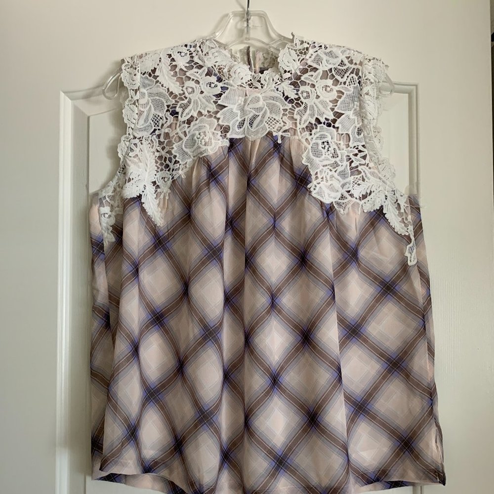 NWT Loft Flowy Top with Lace Accent